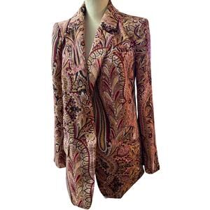 Express Boho Paisley One Button Statement Boyfriend Blazer, Size Medium